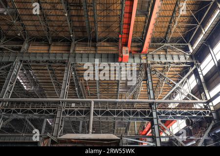 Steel beam truss of a steel company factory building Stock Photo