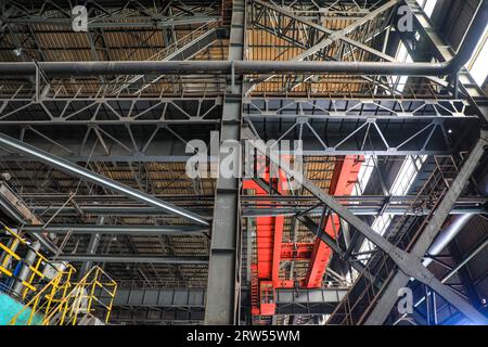 Steel beam truss of a steel company factory building Stock Photo