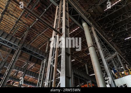 Steel beam truss of a steel company factory building Stock Photo