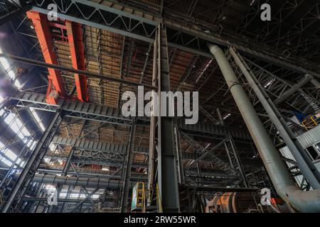 Steel beam truss of a steel company factory building Stock Photo