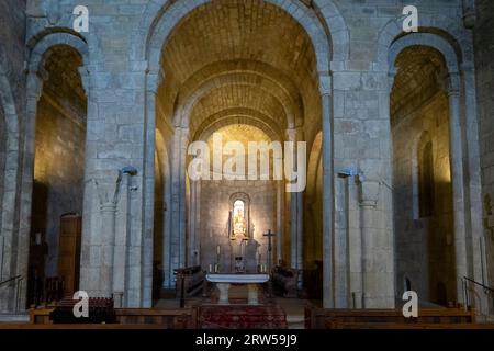 interior of the church of San Salvador de Leyre in the monastery of Leyre, Spain. Stock Photo
