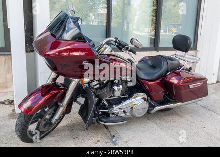 Bordeaux , France - 09 04 2023 : harley-davidson logo brand on tank fuel with text sign Motorcycle american with screamin eagle engine motor custom Mo Stock Photo