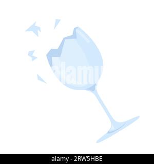 Broken wine glass. Glass trash. Garbage recycle concept. Vector illustration Stock Vector