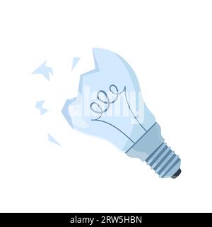 Broken light bulb. Glass trash. Garbage recycle concept. Vector illustration Stock Vector