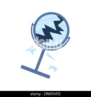 Broken mirror. Mirror fragments. The concept of superstition of unhappiness. Damaged mirror. Vector illustration Stock Vector