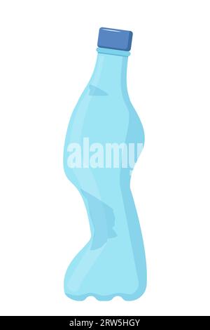 Crumpled plastic bottle. Plastic trash. Garbage recycle concept. Vector illustration Stock Vector