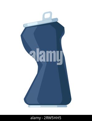 Empty crushed soda aluminum can icon. Garbage recycle concept. Vector illustration Stock Vector
