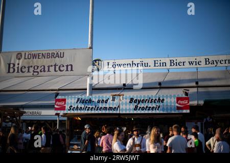Munich, Germany. 16th Sep 2023. Löwenbräu Festzelt. . -- Loewenbraeu Tent. Hundreds of thousands visit the Oktoberfest 2023 on September 16, 2023 in Munich, Germany. It is the 188th edition of the world's largest Volksfest. 600 police officers will be on duty to secure the Wiesn, the visitors, the businesses round around and the traffic. (Photo by Alexan Credit: Sipa USA/Alamy Live News Stock Photo