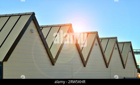 Minimalist photo of an exterior of a modern tin building Stock Photo