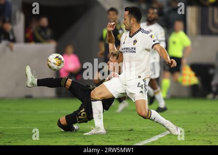 Los Angeles, California, USA. 16th Sep, 2023. Los Angeles FC midfielder MATEUSZ BOGUSZ (19) attempts a shot during a MLS soccer match between Los Angeles Galaxy and Los Angeles FC at BMO Stadium in Los Angeles, California. (Credit Image: © Brenton Tse/ZUMA Press Wire) EDITORIAL USAGE ONLY! Not for Commercial USAGE! Stock Photo