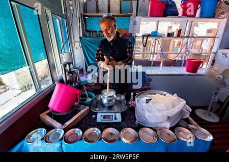 Traditional Indian lassi maker, Leh, Ladakh, India Stock Photo - Alamy