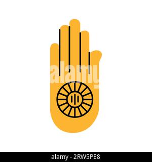 Jainism color concept. Religion isolated element. Digital illustration for web page, mobile app, promo. Stock Vector