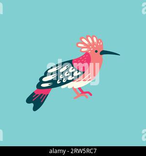 Hoopoe bird black line icon. Stock Vector