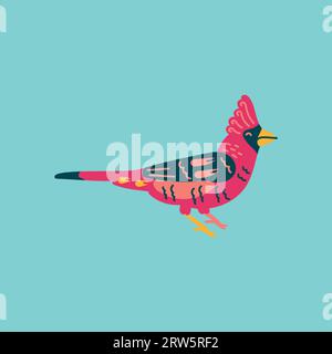 Red cardinal bird color element. Abstract exotic animal. Stock Vector
