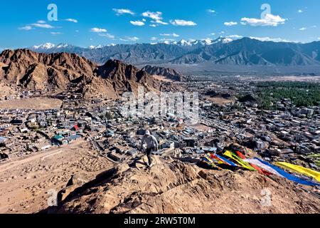 View of the Stok Range, Leh, and the Indus Valley, Leh, Ladakh, India Stock Photo