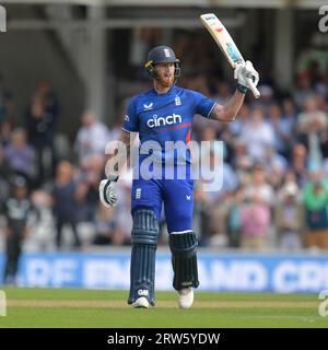 London, England - September 13 2023. Ben Stokes of England Celebrates Reaching 150 Against New Zealand in the 3rd Metro Bank One Day International Stock Photo