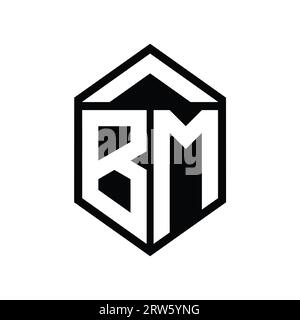 BM Logo monogram letter with shield and slice style design