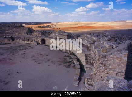 Roman amphitheatre. Segobriga Archaeological Park, Cuenca province, Castilla La Mancha, Spain. Stock Photo