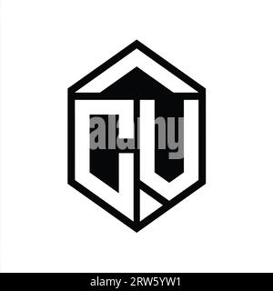 CV Letter Logo monogram simple hexagon shield shape with triangle crown ...