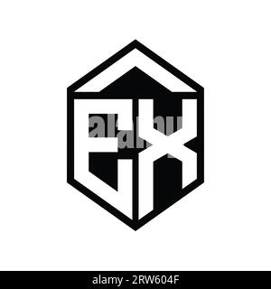 EX Letter Logo monogram simple hexagon shield shape isolated style design template Stock Photo