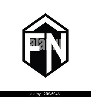 FN Logo monogram letter with hexagon horn shape design template Stock ...
