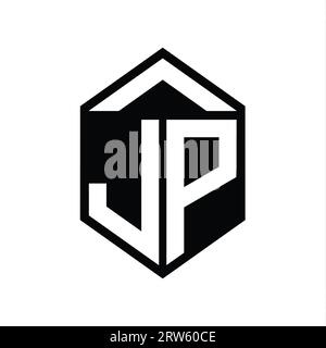 JP Letter Logo monogram simple hexagon shield shape isolated style design template Stock Photo