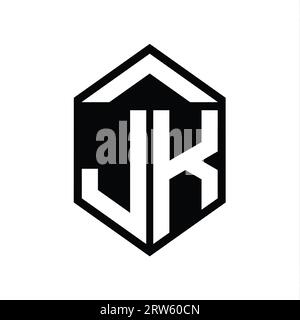 JK Logo monogram letter with hexagon horn shape design template Stock ...