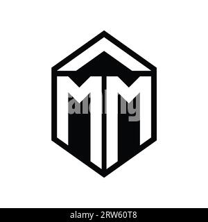 MM Letter Logo monogram hexagon shield shape crown with sharp style design  template Stock Photo - Alamy