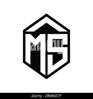 MS Logo monogram letter with hexagon horn shape design template Stock ...