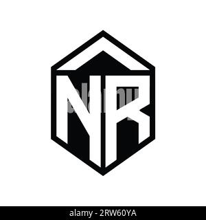 NR Letter Logo monogram simple hexagon shield shape with triangle crown ...