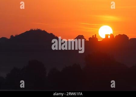 Sunrise at Sandal Castle in Wakefield, West Yorkshire,UK Stock Photo
