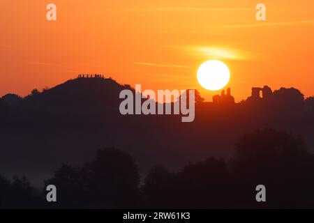 Sunrise at Sandal Castle in Wakefield, West Yorkshire,UK Stock Photo