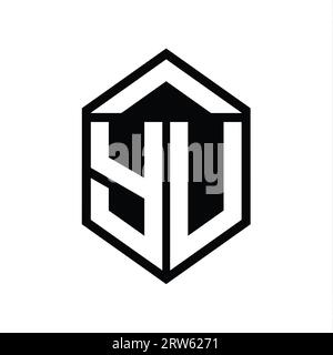 YU Logo monogram letter with hexagon horn shape design template Stock ...