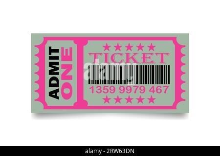 Cinema ticket with barcode vector icon. Movie ticket template ...