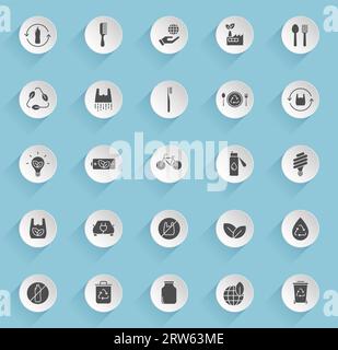 zero waste line icons Stock Vector