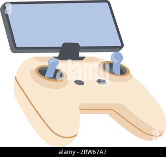 Remote controller for drone operator, isolated gadget with screen or spartphone with application. Modern technologies for taking photo and video filmi Stock Vector