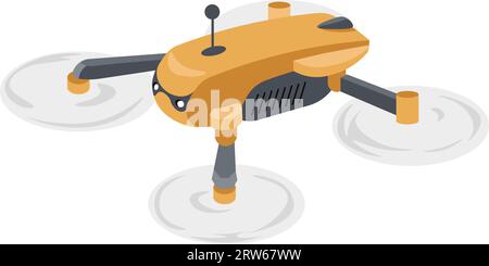 Gadgets and modern technologies, isolated drone or unmanned aerial vehicle with controller. Controlling small aircraft, surveillance system or filming Stock Vector