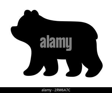 Simple and cute stylized cartoon bear silhouette. Vector illustration. Stock Vector