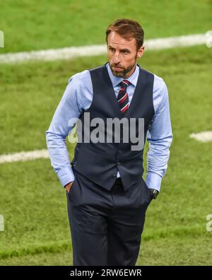 Moscow, Russia – July 3, 2018. England national football team coach Gareth Southgate during World Cup 2018 Round of 16 match Colombia vs England (1-1) Stock Photo