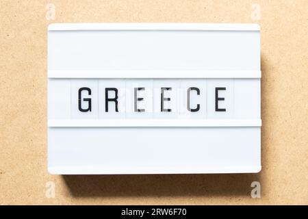 Lightbox with word greece on wood background Stock Photo