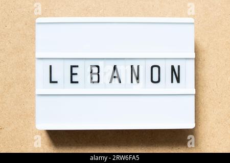 Lightbox with word lebanon on wood background Stock Photo