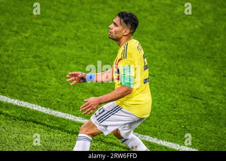Moscow, Russia – July 3, 2018. Colombia national football team striker Radamel Falcao during World Cup 2018 Round of 16 match Colombia vs England. Stock Photo