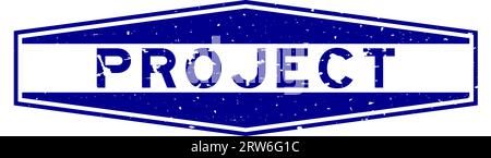 Grunge blue project word hexagon rubber seal stamp on white background Stock Vector