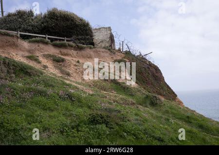 Cliff erosion at Barton on Sea, New Milton, Hants, England, UK Stock Photo