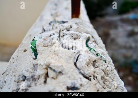 Broken glass on the ground Stock Photo