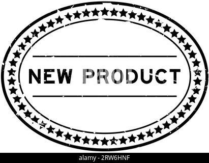 Grunge black new products word oval rubber seal stamp on white background Stock Vector