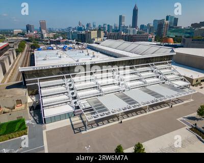 Atlanta, GA, USA - September 8, 2023: Aerial photo Georgia World Congress Center and Convention Center Stock Photo