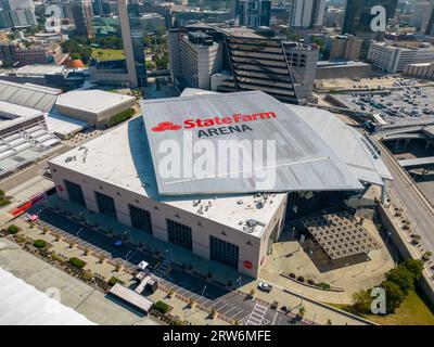 Atlanta, GA, USA - September 8, 2023:  Aerial photo State Farm Arena Atlanta GA Stock Photo