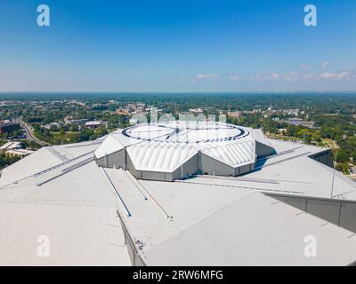 Atlanta, GA, USA - September 8, 2023: Aerial drone photo Mercedes Benz Stadium Atlanta Georgia USA Stock Photo