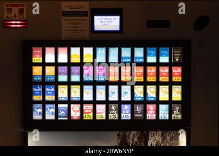 27 July 2023 Lisbon, Portugal: cigarette vending machine. Mid shot Stock  Photo